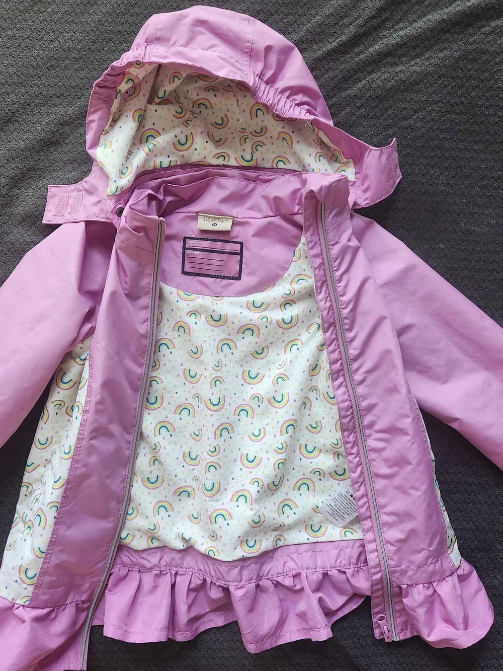 Kids' Hooded Raincoat in Lavender with Rainbow Lining